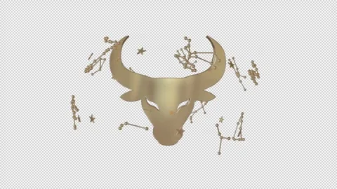 Zodiac sign Taurus, 3D animation on a transparent alpha channel background on a Stock Footage 246747415