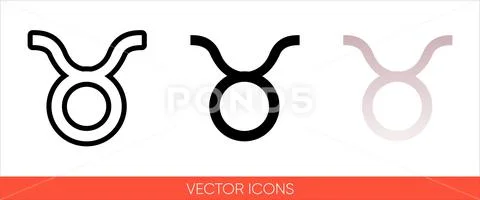 Zodiac sign taurus from April to May icon of 3 types color black