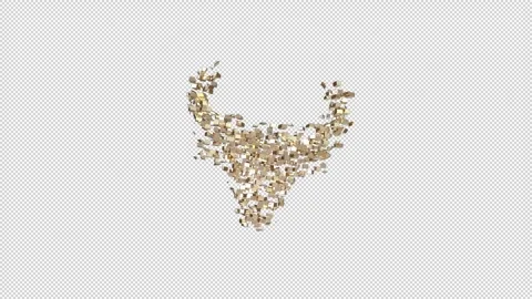 Zodiac sign Taurus transition, 3D animation on a transparent alpha channel Stock Footage 252753198