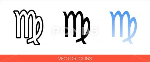 Zodiac sign virgo from August to September icon of 3 types color