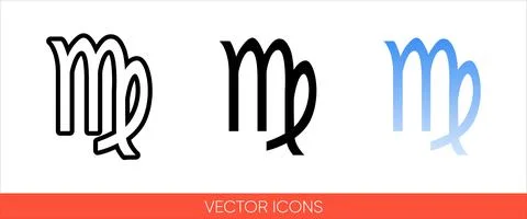 Zodiac sign virgo from August to September icon of 3 types color