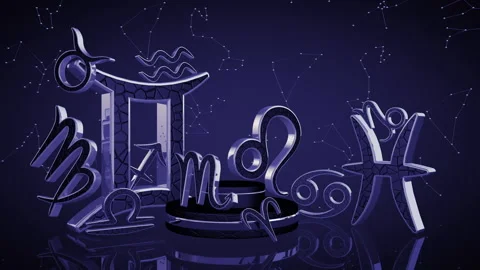 Zodiac signs background, 3D animation on a seamless loop Stock Footage 166140862
