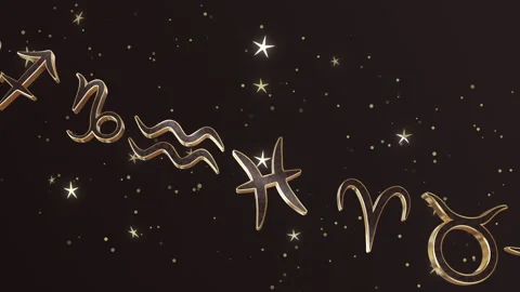 Zodiac signs background, abstract animation 3D on a seamless loop Stock Footage 220114910