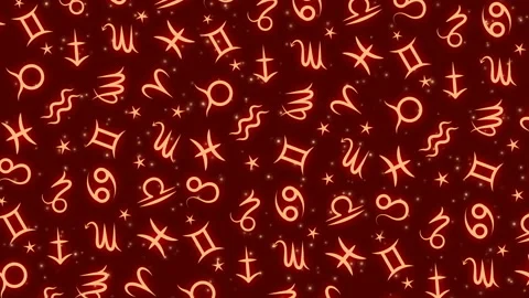 Zodiac signs on the dark red background Stock Footage 110844681