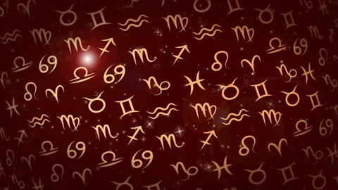 Zodiac signs on the dark red background Stock Footage 113323002