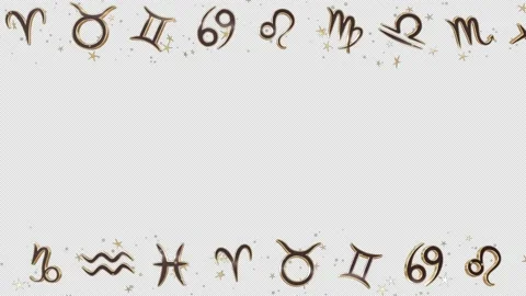 Zodiac signs frame, animation 3D on a transparent alpha channel background on a Stock Footage 220202633