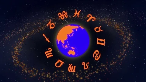 The zodiac signs revolve around the earth Stock Footage 78736463