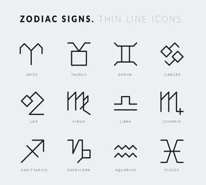 Zodiac signs. Thin line vector icons Stock Illustration