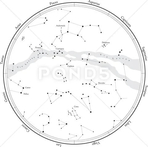 Zodiac star map Stock Illustration