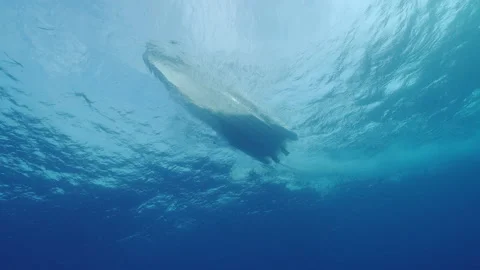 Zodiac on the surface, seen from underwater Stock Footage 235190551