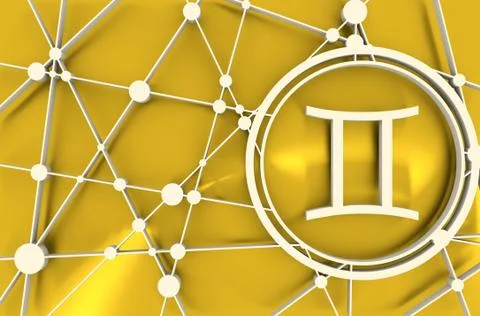 Zodiac symbol in circle on geometry backdrop Stock Illustration