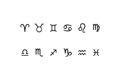 Zodiac Symbols Collection on White Background. Vector icon. Stock Illustration
