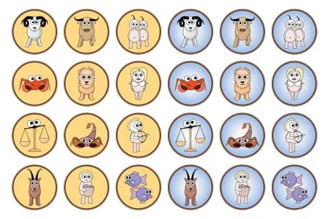 Zodiac web buttons Stock Illustration