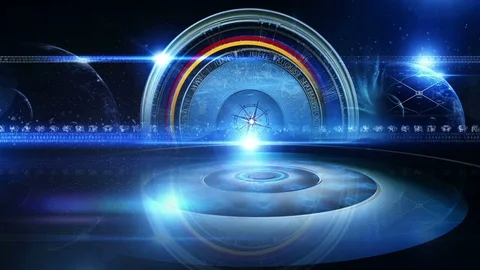 Zodiac Wheel with Astrology Signs Virtualset Stock Footage