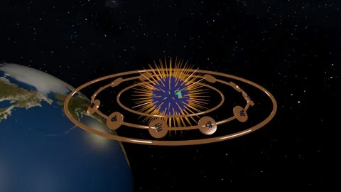 Zodiac Wheel  Rotating Over Earth Day, Full HD Loop Vídeo Stock 336735130