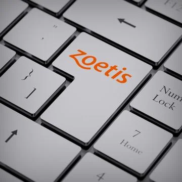 Zoetis logo notebook keycap 3d illustration stock market editorial Stock Photos