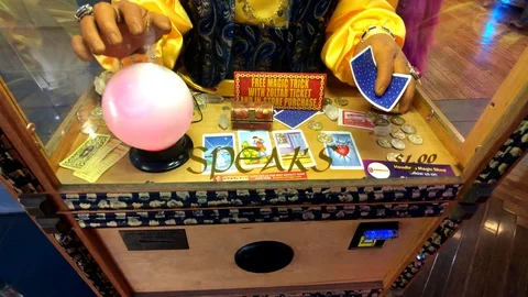 Zoltar fortune teller machine in casino Stock Footage 101057013