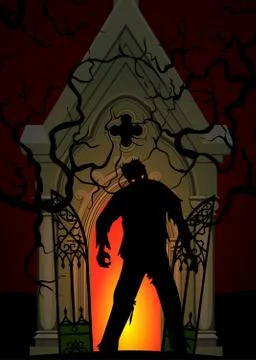 Zombie and crypt Stock Illustration