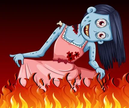 A zombie and a fire Stock Illustration