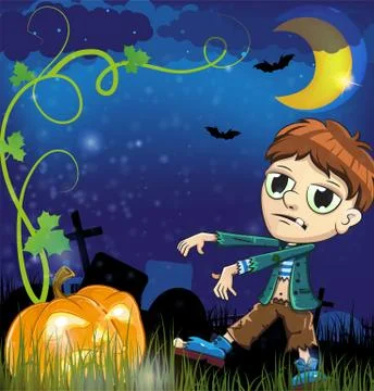 Zombie and jack o lantern Stock Illustration