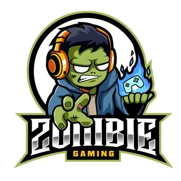 Zombie angry playing console game, character logo for e-Sports team Stock Illustration