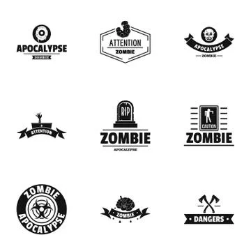 Zombie apocalypse logo set, simple style Stock-Illustration