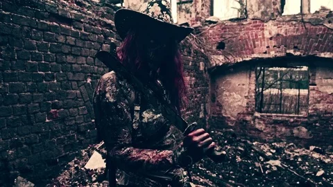 The zombie apocalypse. Zombie Killer. Stock Footage 76997334
