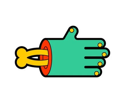 Zombie arm and bone isolated. green hand of dead man. vector illustration Stock Illustration