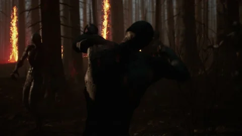 Zombie attack and the walking dead in fantasy fighting 01 Stock Footage 230612464