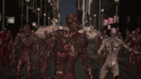 Zombie attack on the city streets Stock Footage 287564480