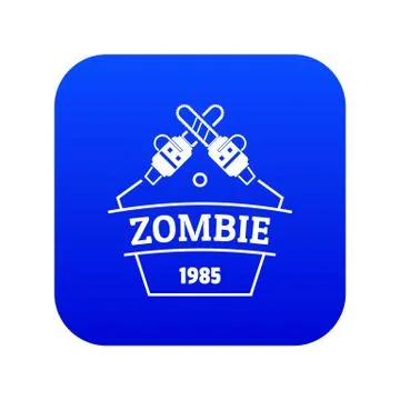 Zombie attack icon blue vector Stock Illustration