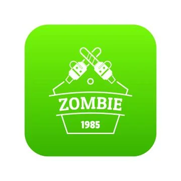 Zombie attack icon green vector Stock Illustration