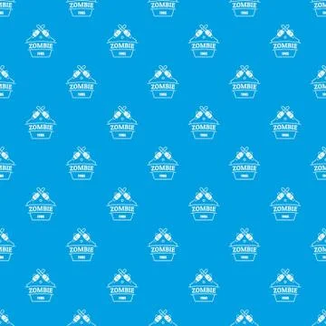 Zombie attack pattern vector seamless blue Stock Illustration