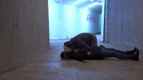 Zombie attacked girl and eats her brain to satisfy hunger, spread the epidemic Stock Footage 128503392