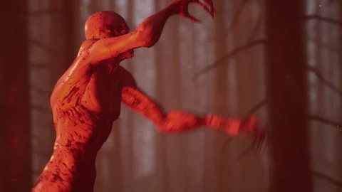 Zombie Attacks To Bite, 4K Halloween Horror Scene, Scary Walking Dead 05 Stock Footage 231007126