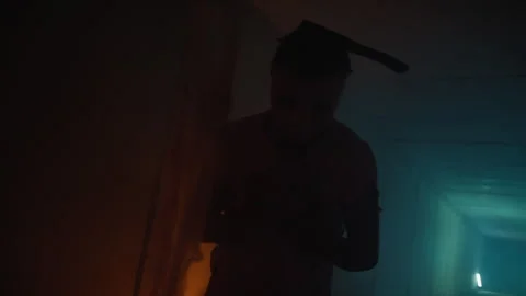 The Zombie With The Axe In The Head Stock Footage 317617802