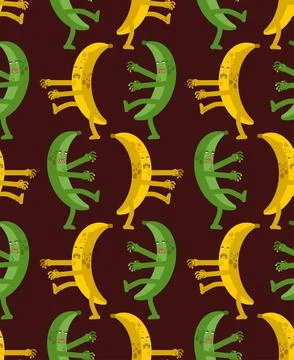 Zombie banana pattern seamless. Fruit has rotted to death background. Ornam.. 스톡 일러스트