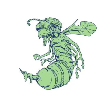 Zombie Bee Cartoon Stock Illustration