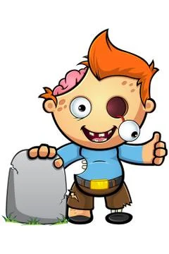 Zombie Boy - Thumbs Up &amp; Gravestone Illustrazione stock