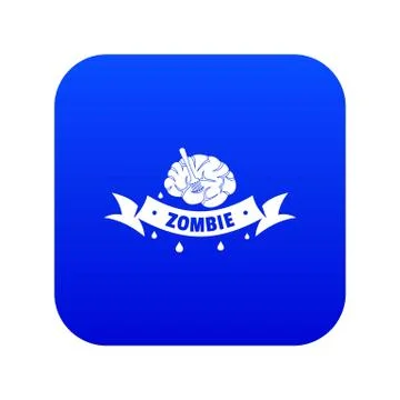 Zombie brain icon blue vector Illustrazione stock