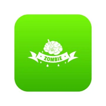 Zombie brain icon green vector Stock Illustration
