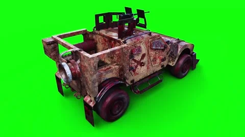 Zombie car very fast driving. Apocalyptic concept. Green screen isolate. 库存影片 304685084
