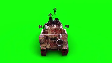 Zombie car very fast driving. Apocalyptic concept. Green screen isolate. Video stock 304685214