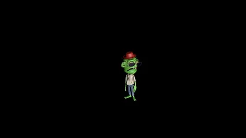 Zombie cartoon funny animation with bouncing words "Let's go out" 스톡 동영상 76821527