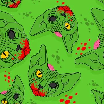 Zombie cat pattern seamless. Pet green monster background. vector texture Illustrazione stock