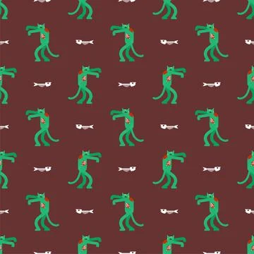 Zombie cat pattern seamless. Zombi pet background. Vector texture Illustrazione stock