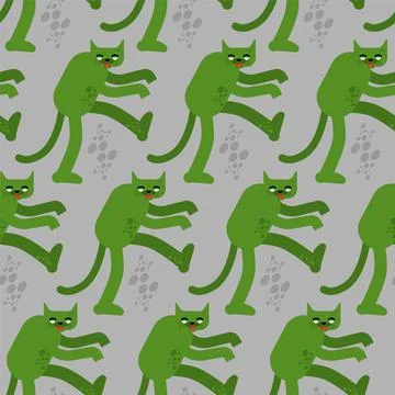 Zombie cat pattern seamless. Zombi pet background. Vector texture Illustrazione stock