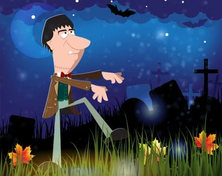 Zombie in the cemetery Stock Illustration
