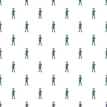 Zombie character seamless pattern for halloween background Stock Illustration
