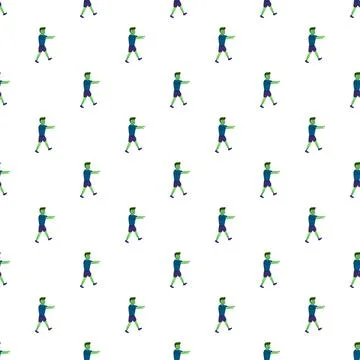 Zombie character walking repeating pattern background Stock Illustration